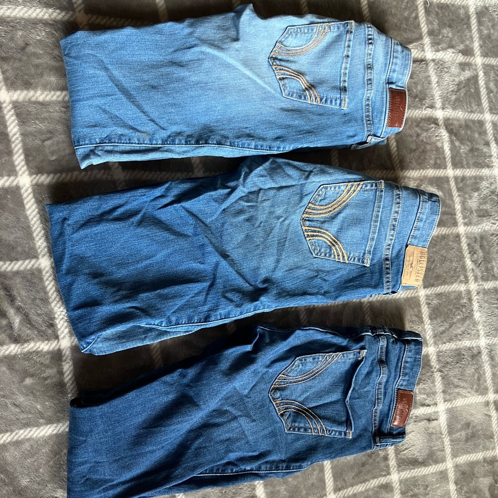 3 pairs of Hollister jeans- 2 super skinny 26- 1 classic skinny 25